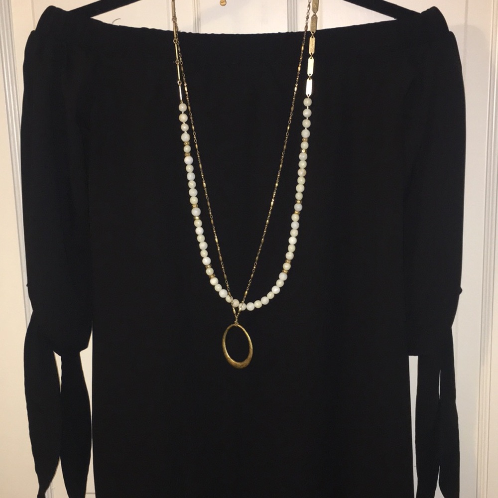 Massimo Off the Shoulder Tie Sleeve Dress